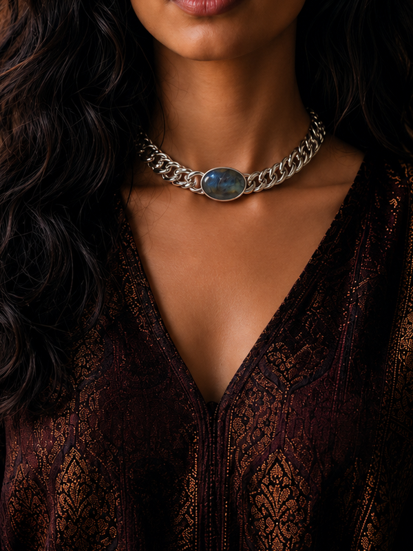Silver Choker with Stone