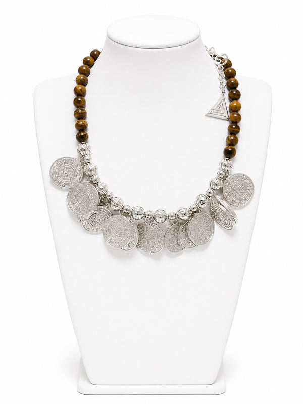 Tiger-Eye Coin Necklace
