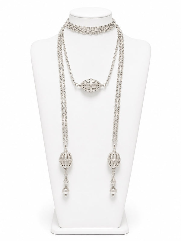 Caged Orb Lariat Necklace