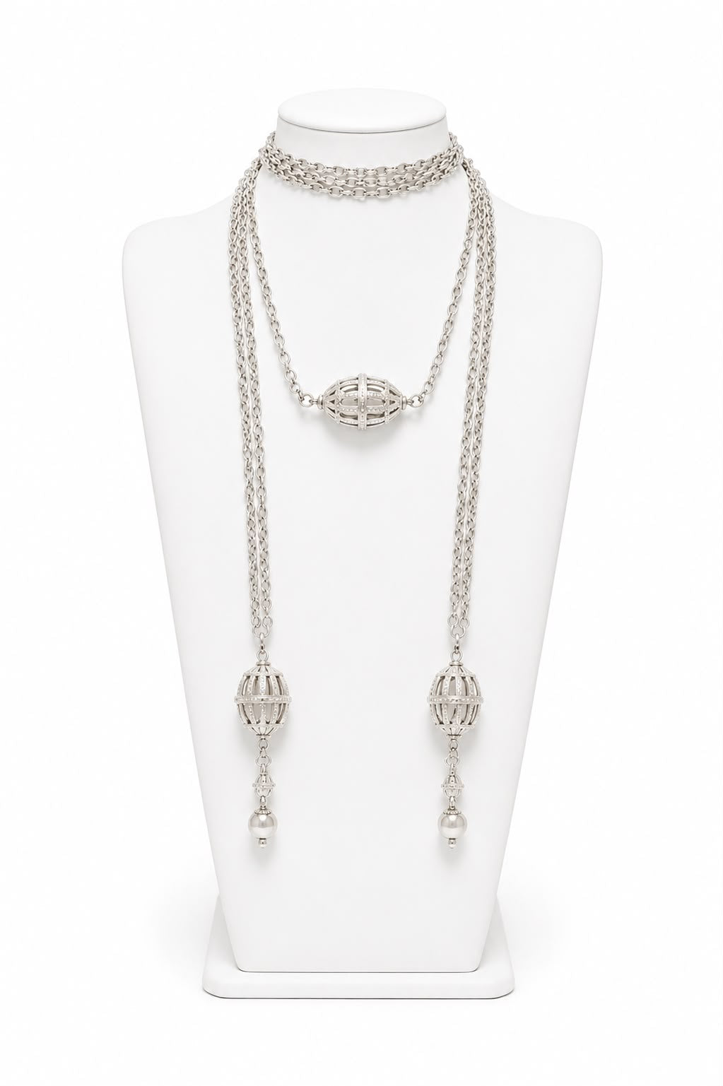 Caged Orb Lariat Necklace