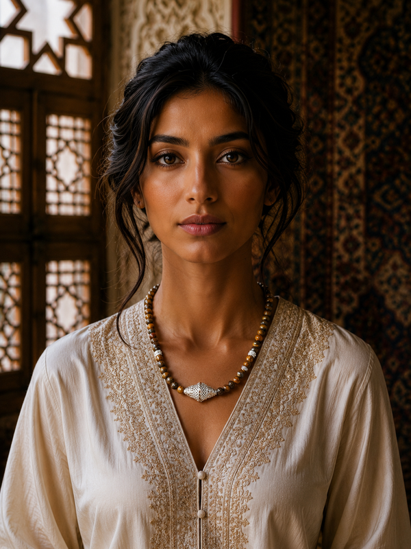 Silver with brown stone
