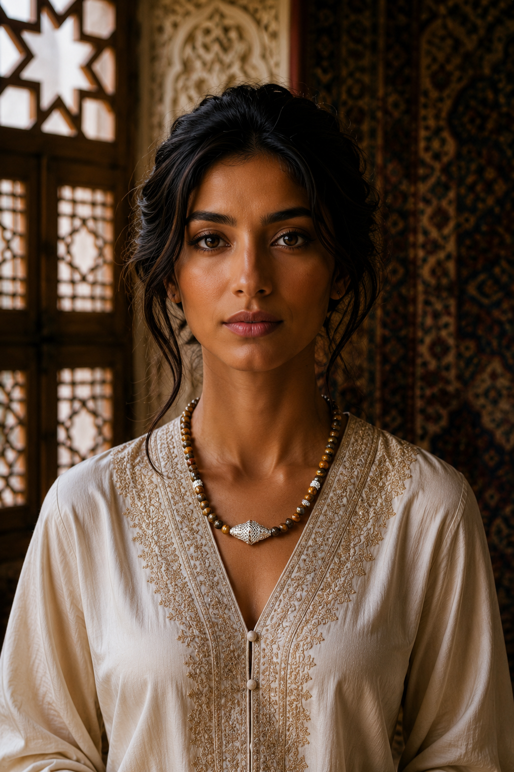 Silver with brown stone