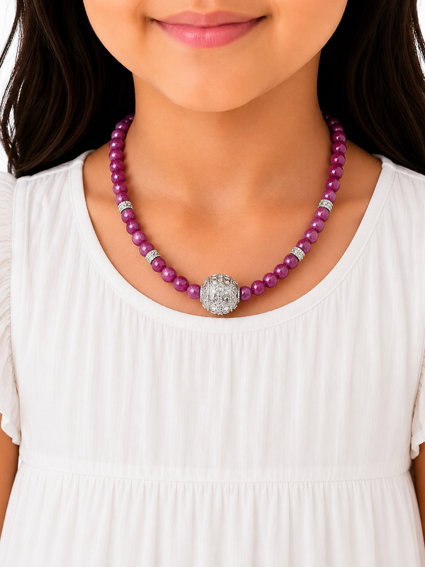 Purple with round silver