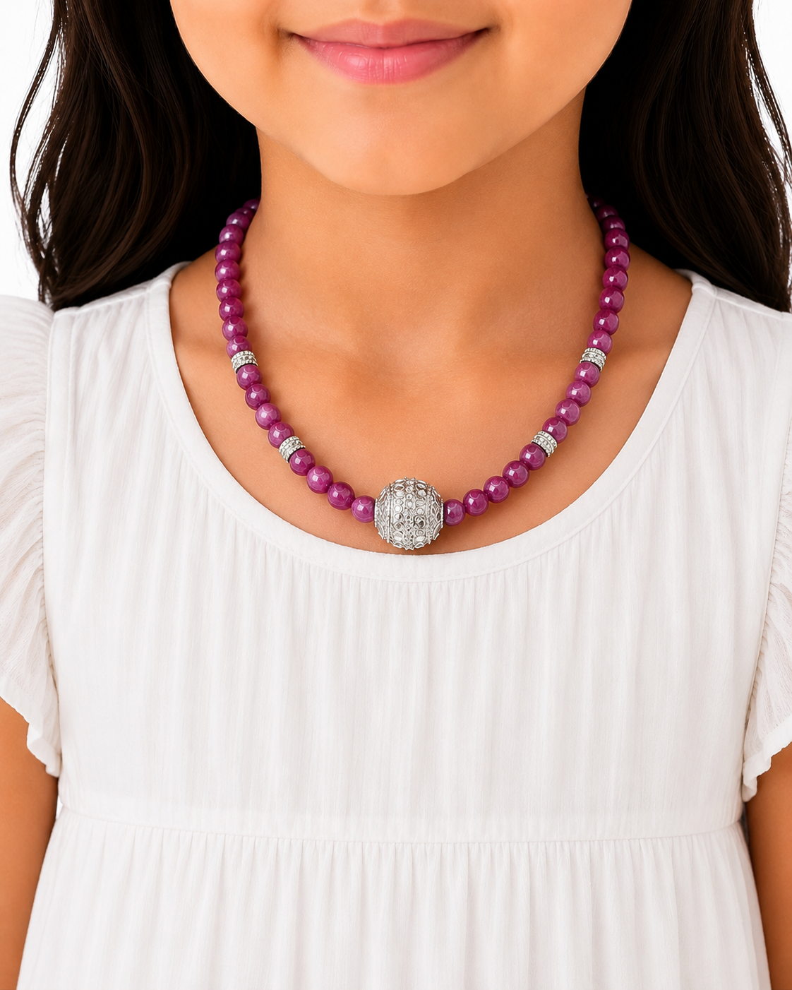 Purple with round silver