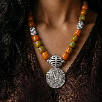 Silve Necklace with Bakelite