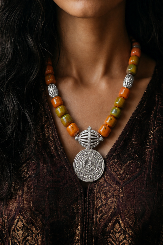 Silve Necklace with Bakelite