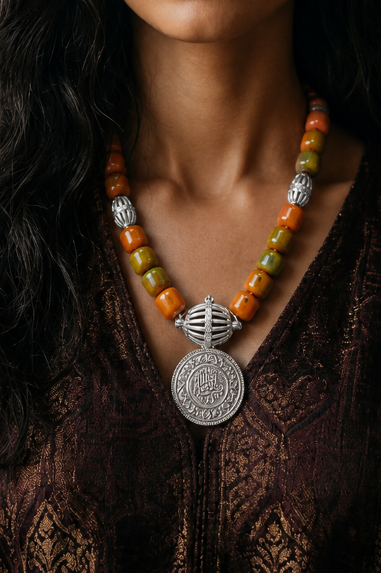 Silve Necklace with Bakelite
