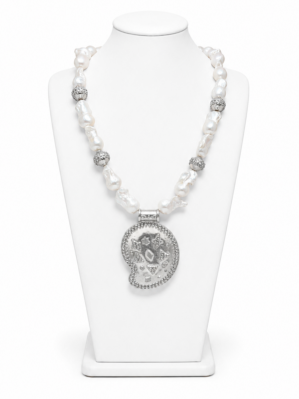 Silver Heritage Necklace with cultured Pearl