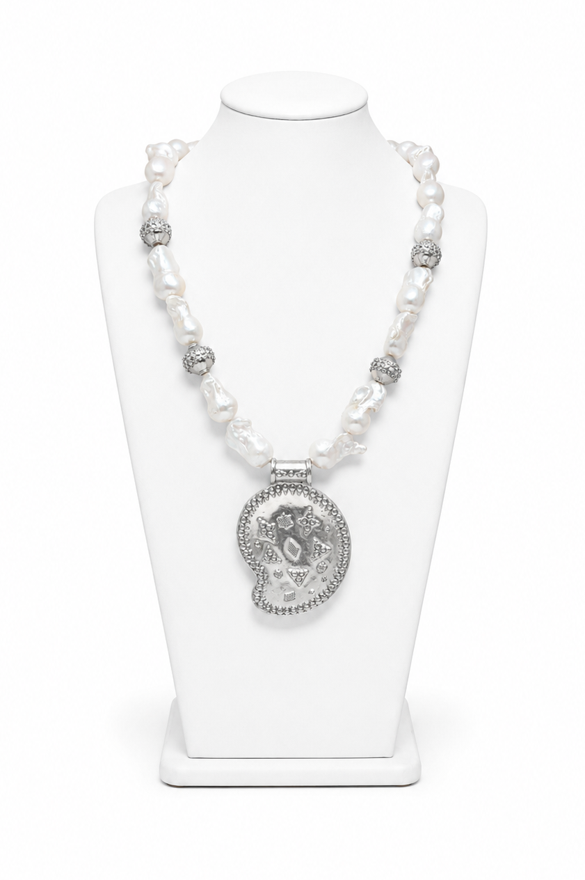 Silver Heritage Necklace with cultured Pearl