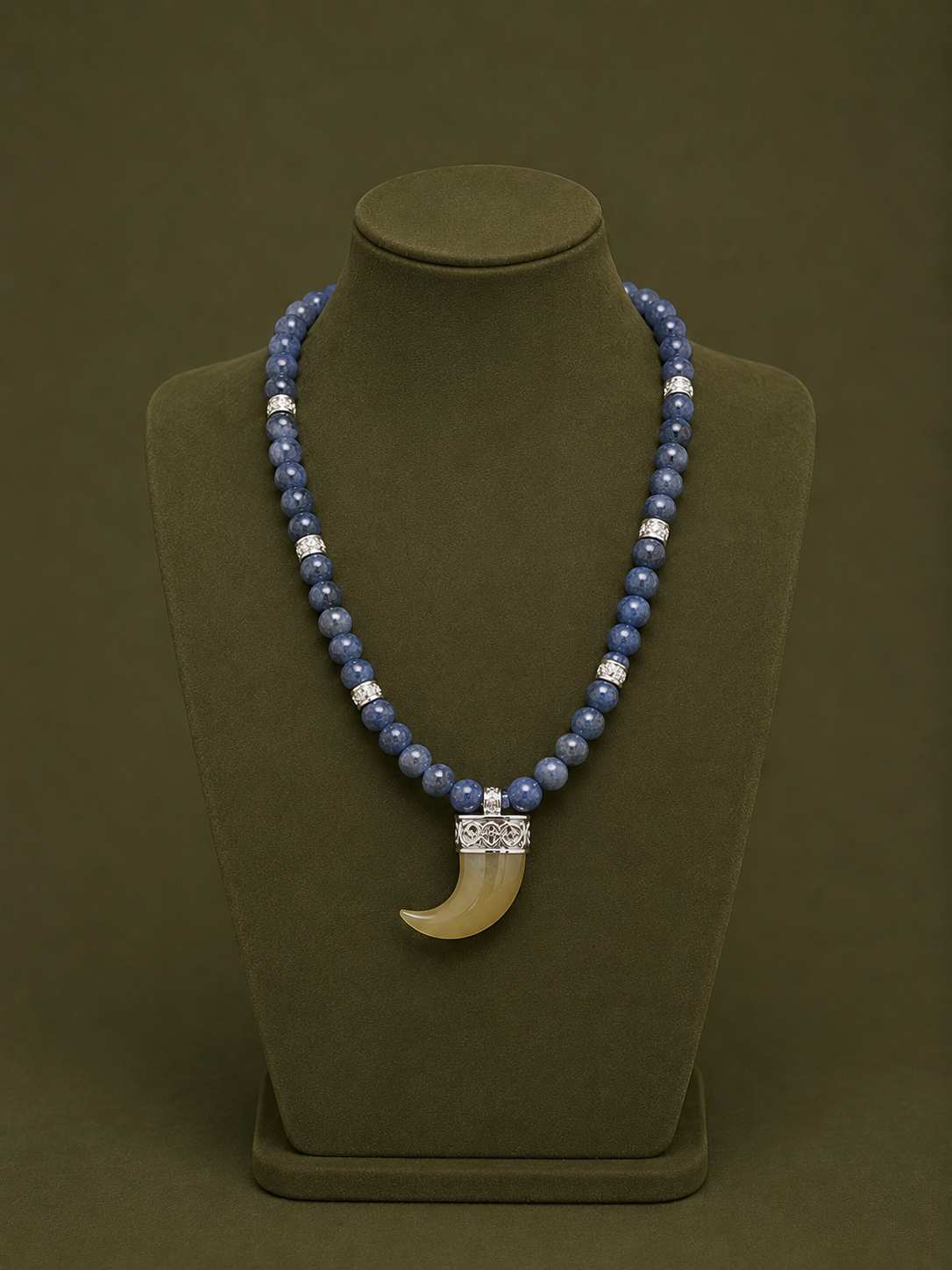 Silver with gray stone