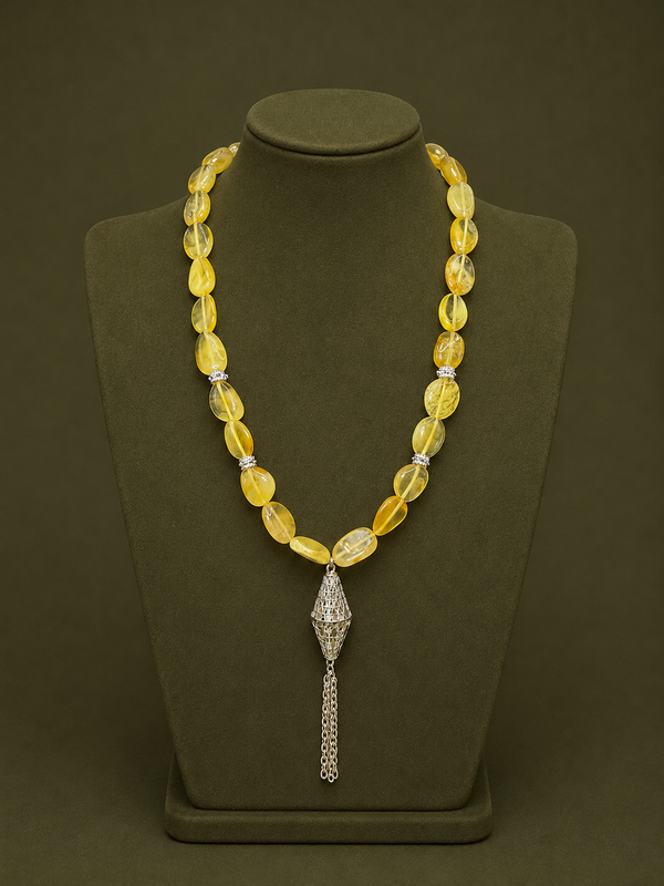Silver with yellow stone