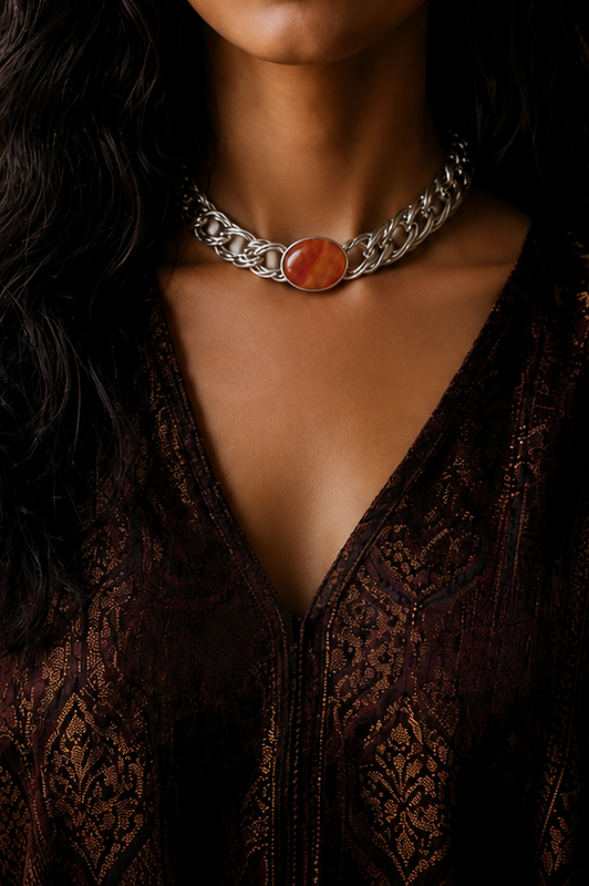 Silver Choker with Stone
