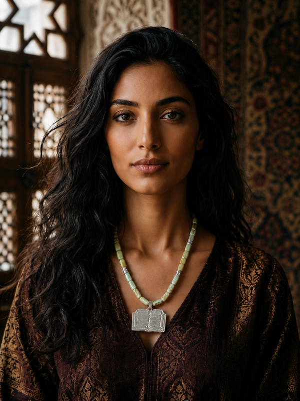 Silver Quran Necklace with Stone