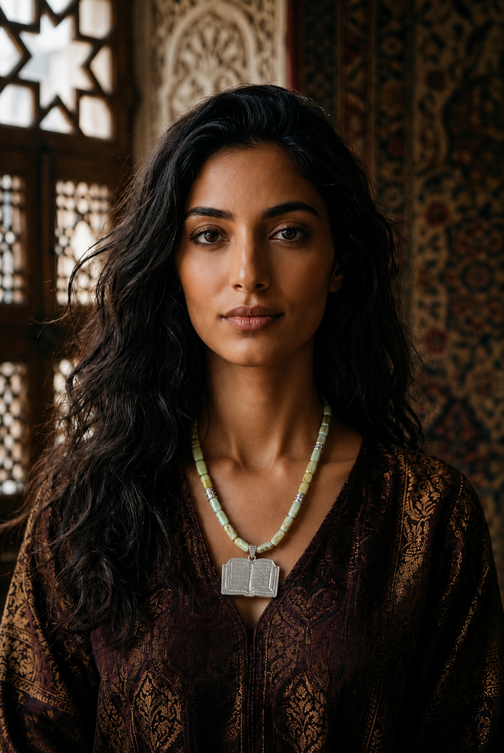 Silver Quran Necklace with Stone