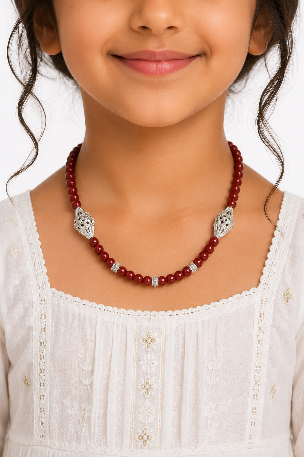 Silver with Burgundy Stone