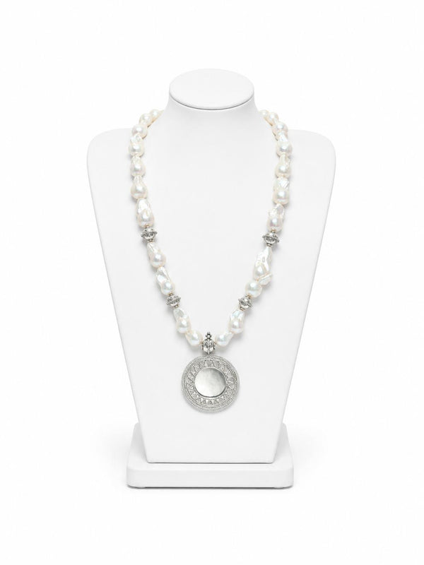 Silver Heritage Necklace with cultured Pearl