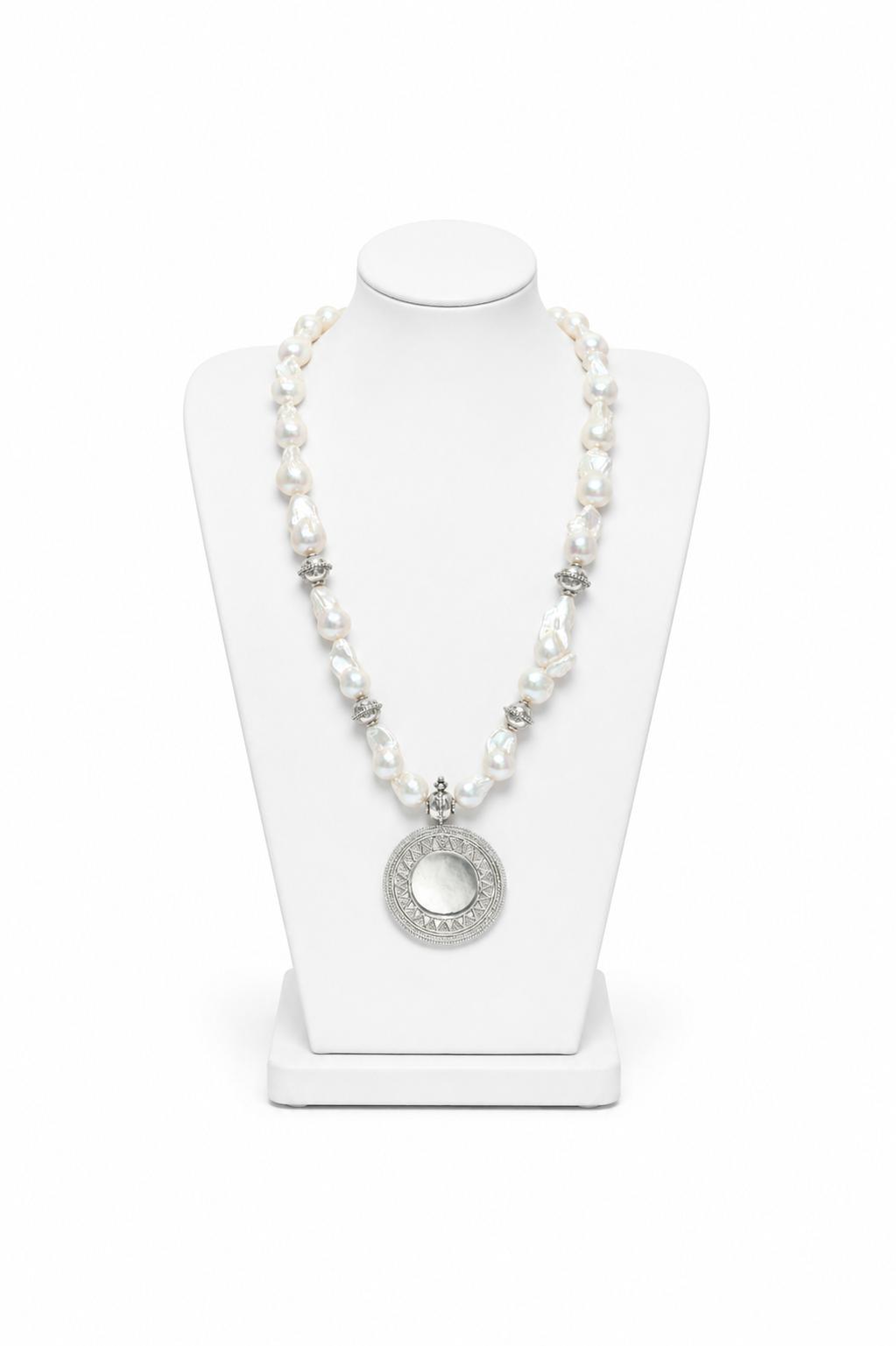 Silver Heritage Necklace with cultured Pearl