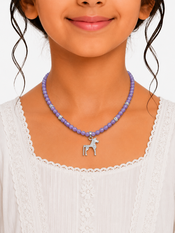 Silver Horse stone Necklace