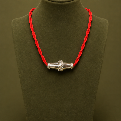 Silver Necklace with Red Cord