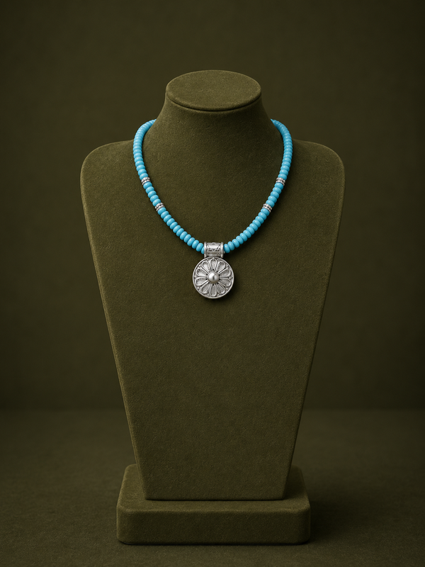Silver with light blue beads